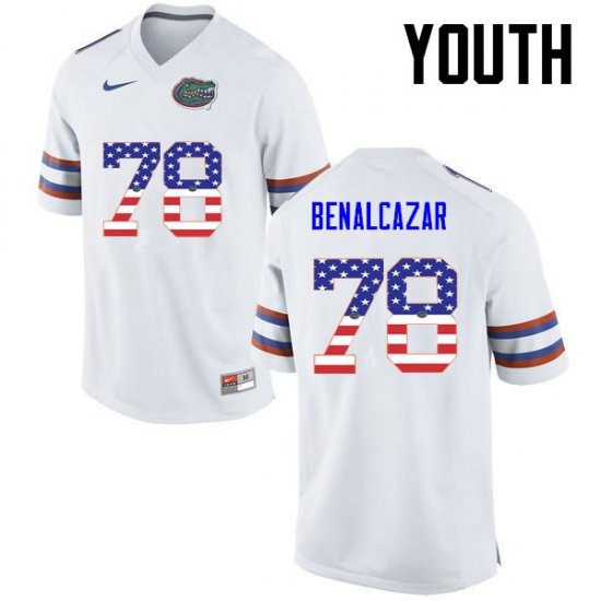 Youth Florida Gators #78 Ricardo Benalcazar NCAA Nike White USA Flag Fashion Authentic Stitched College Football Jersey QVV3462FX